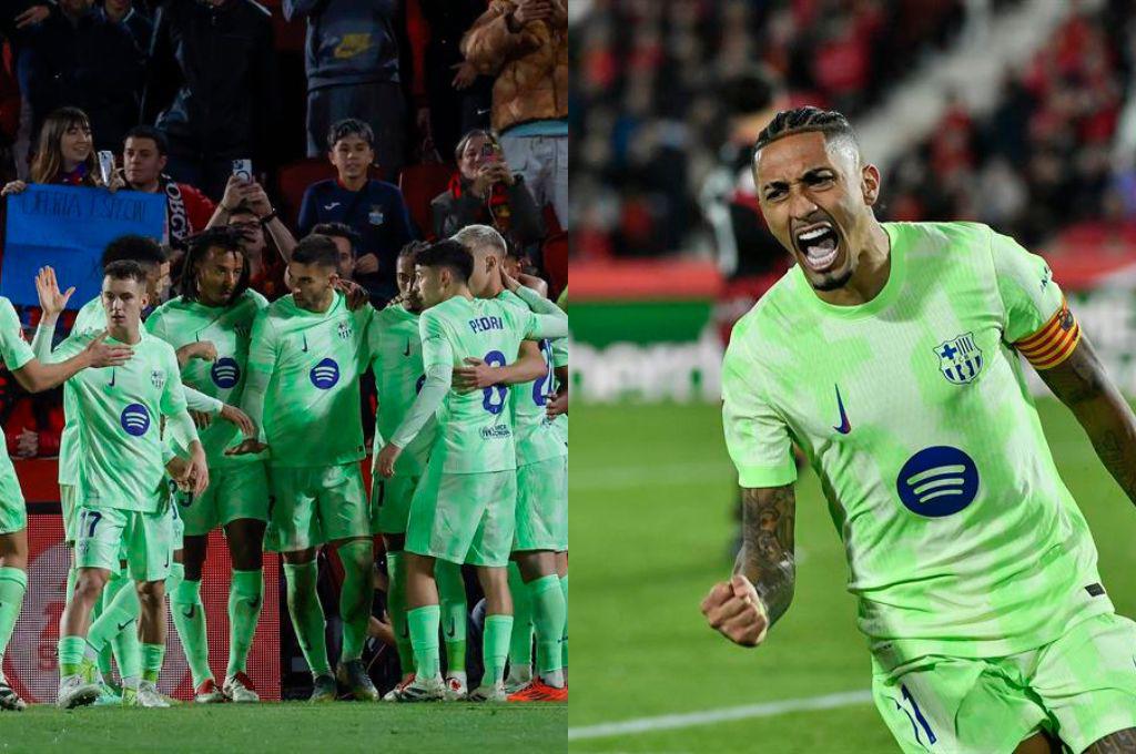 Barcelona acaba con la mala racha: fulminó al Mallorca con doblete de Raphinha y obliga al Real Madrid en la Liga Española