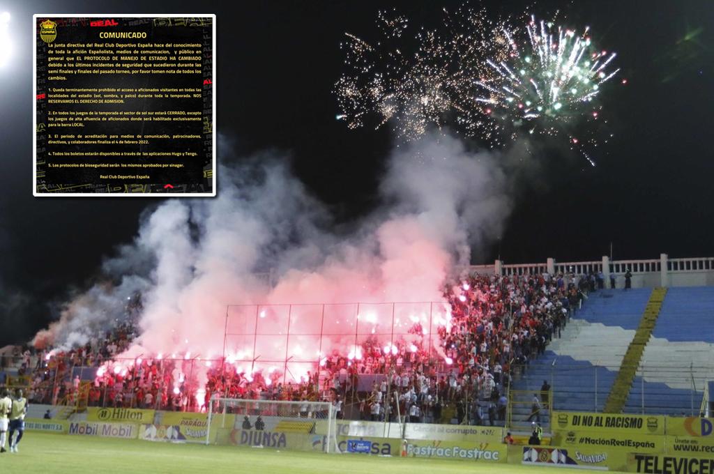 Real España prohíbe el ingreso de aficionados visitantes y el cierre del sector de Sol Sur del Morazán