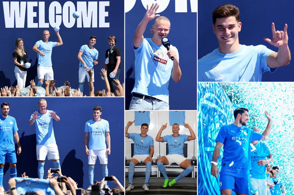 Así presentó el Manchester City a sus flamantes fichajes: la provocación de Haaland y el dorsal de Julián Álvarez