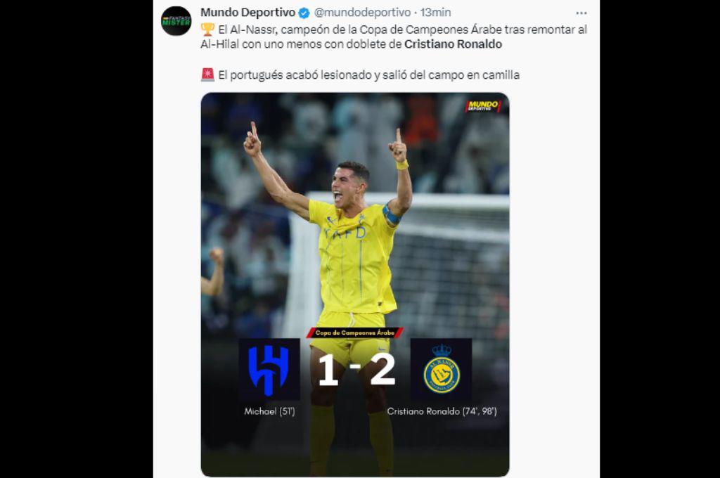 “El hombre de los retos”, “CR7 remontó solo la final”: la prensa se rinde ante Cristiano Ronaldo tras ganar la Champions Árabe