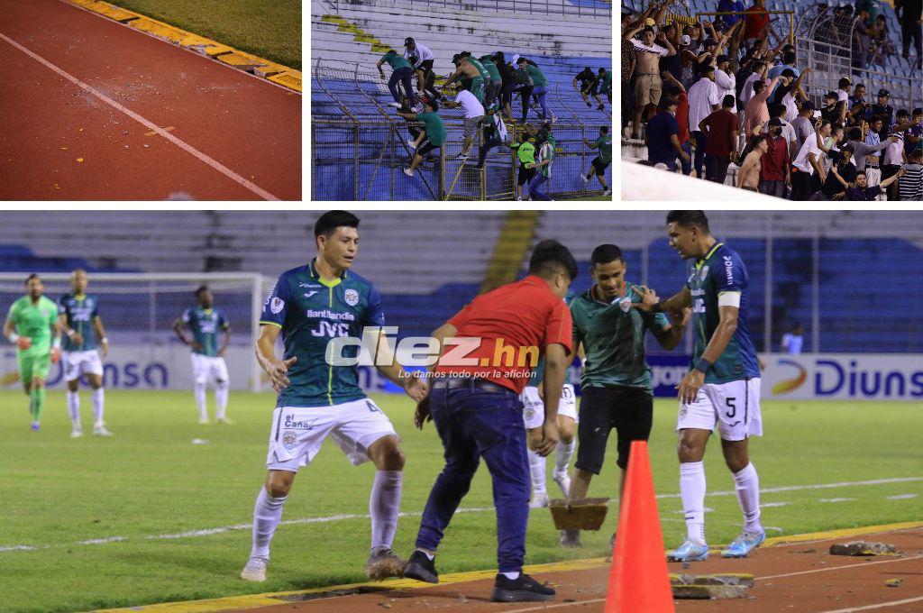 Las imágenes del caos en el Olímpico: Piedras, tres jugadores de Marathón se pusieron en riesgo ¿Y quién comenzó todo?