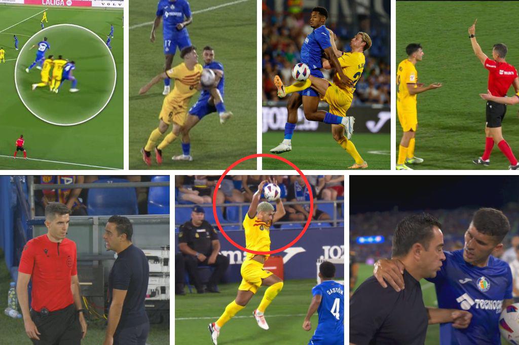 La fuerte discusión de Xavi con el árbitro y exjugador del Barcelona y el polémico penal no pitado; Choco Lozano debutó con Getafe