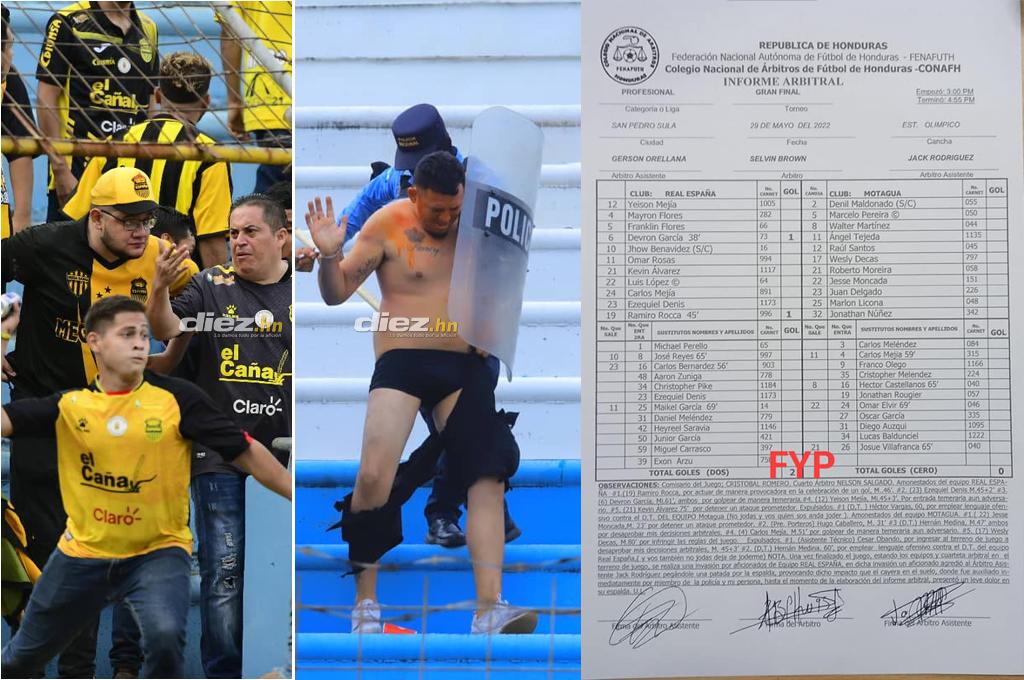 Graves señalamientos para Real España: El informe arbitral sobre los actos vandálicos en el estadio Olímpico