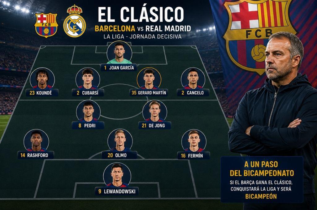 Flick no guarda nada: el poderoso 11 del Barça para ser bicampeón ante el Madrid