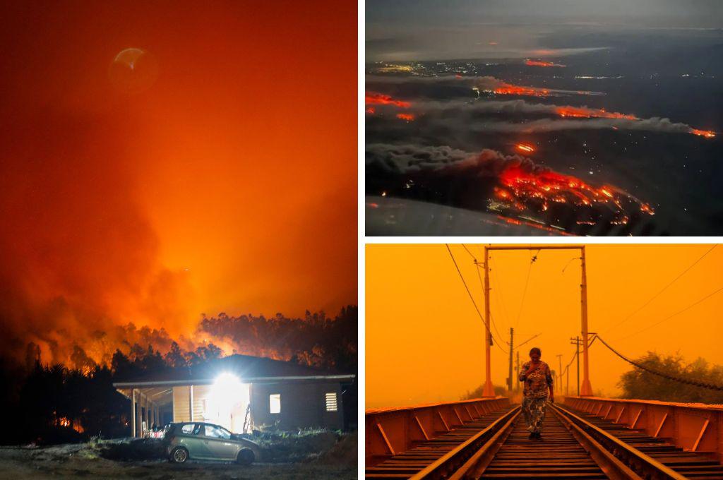 Las impactantes imágenes de los incendios forestales en Chile: 22 fallecidos, 554 heridos y personas escapan de sus casas