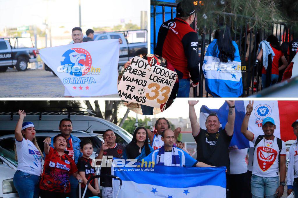¡Locura merengue! Afición del Olimpia comienza a “pintar” el estadio Jalisco y esposa de futbolista del Atlas sorprende con mensaje en pancarta
