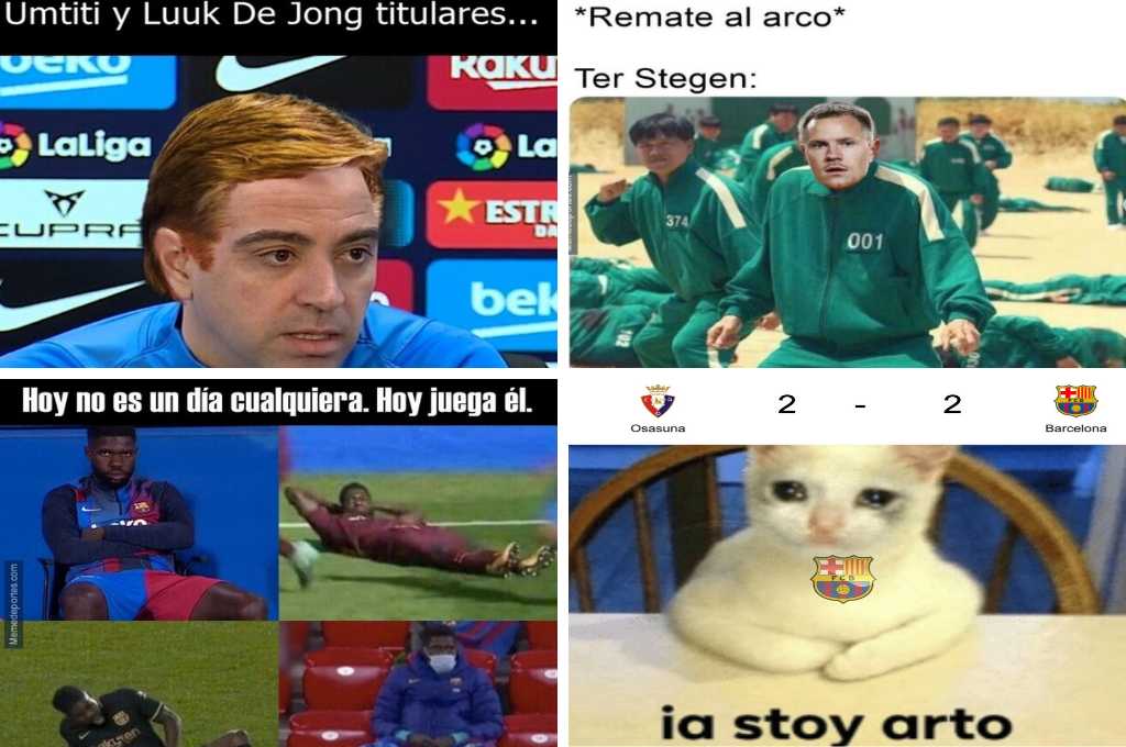 Nadie se salva: Barcelona se deja empatar de Osasuna y los memes destruyen a Xavi y Umtiti