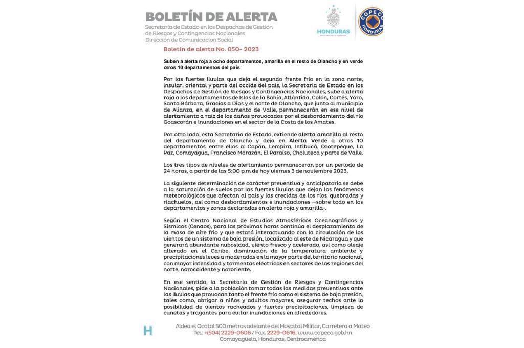 ¡Informe Especial! Honduras sube alerta roja en ocho departamentos: la tormenta ha dejado caos e inundaciones en varias zonas del país