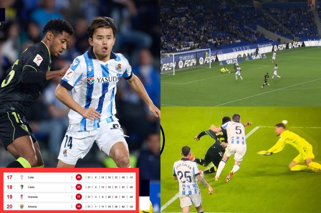 Choco Lozano consigue el penal del empate del Almería ante Real Sociedad y así queda la tabla del descenso en LaLiga de España