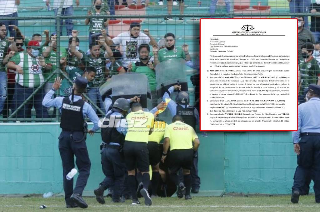 Comisión de Disciplina impone tres castigos al Marathón tras su juego ante Victoria en el Yankel; Olimpia sufre nueva multa