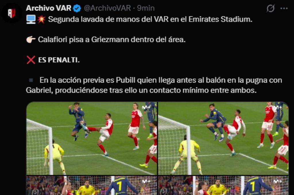 El doble error que hizo el VAR al Atlético, el récord que tiene el Arsenal en la Champions y la pelea que tuvo el Cholo