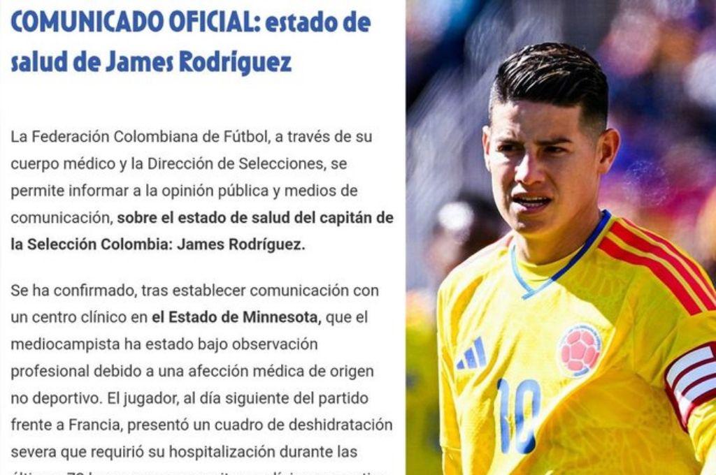 James Rodriguez está hospitalizado a dos meses del Mundial 2026: este es el estado de salud del capitán colombiano