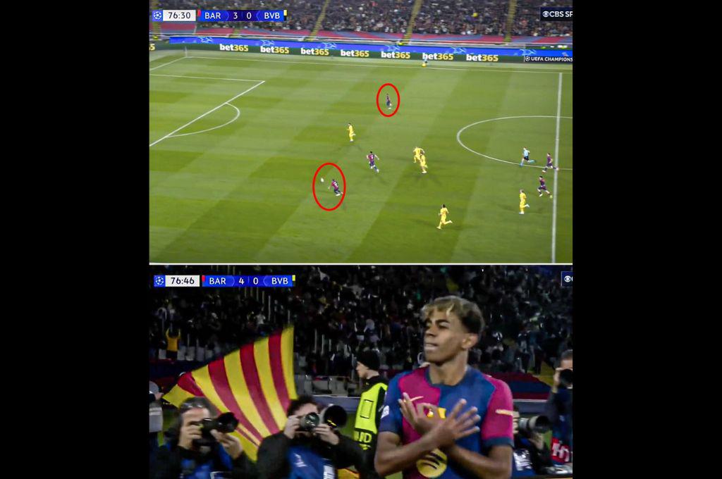 La imagen 'editada' del VAR en el gol de Raphinha y la burla de Yamal al Borussia; Dibu Martínez y su error ante PSG