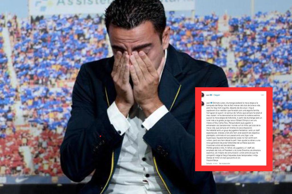 La emotiva carta de despedida de Xavi al ser destituido del Barcelona: “Solo quiero lo mejor para el club de mi vida...”