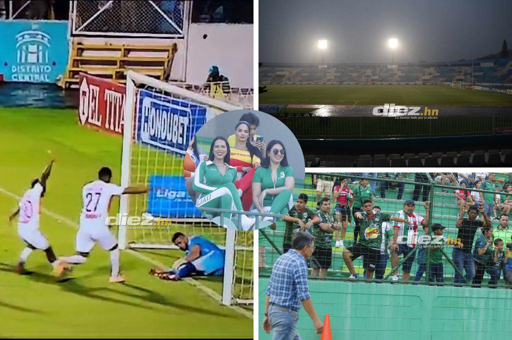 Tremendo diluvio en el Nacional, enfado de los aficionados de Marathón, jugador en muletas, bellas chicas y DT en aprietos