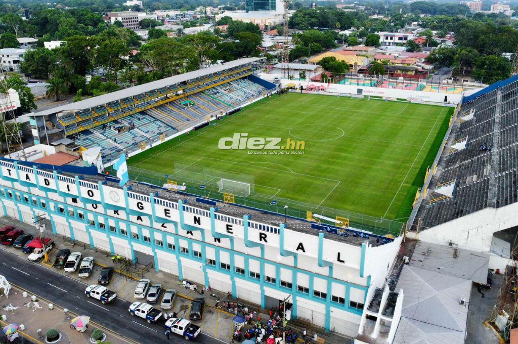 Así luce la nueva grama del estadio Morazán de San Pedro Sula para el Real España vs Olimpia