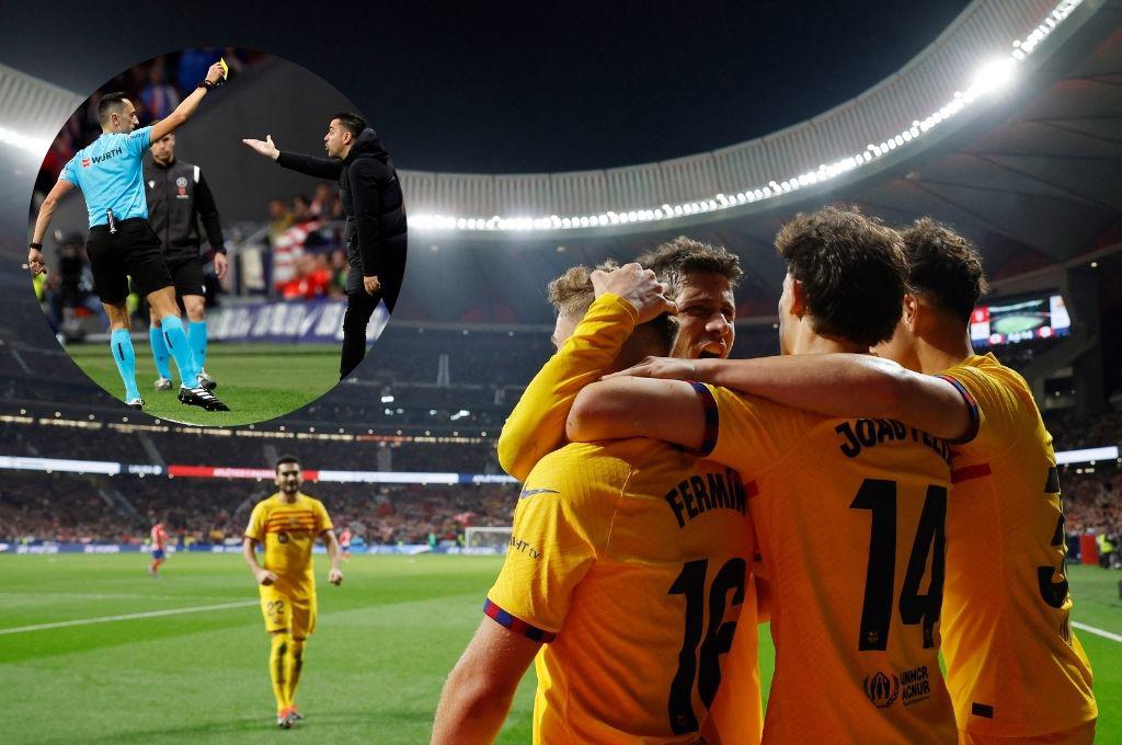 Con Xavi expulsado, el Barcelona le receta paliza  al Atlético de Madrid de visita y se acerca al líder de LaLiga España