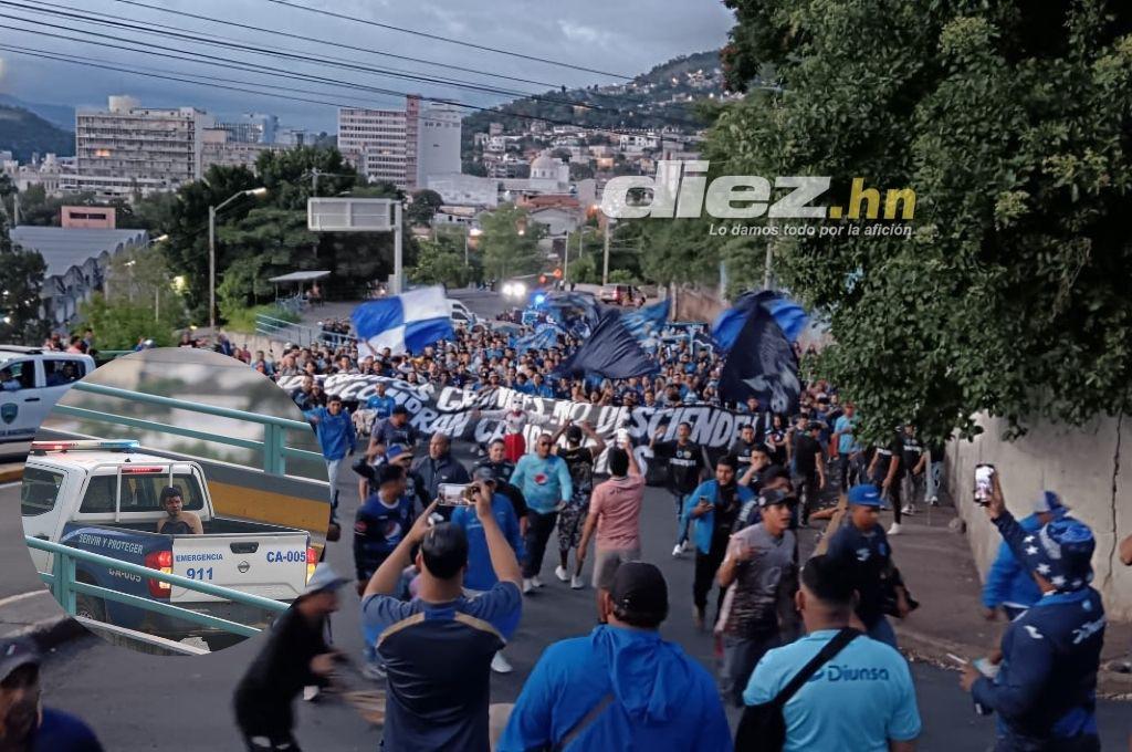 Policía logra controlar disturbios entre aficionados de Motagua y Olimpia en la previa del clásico