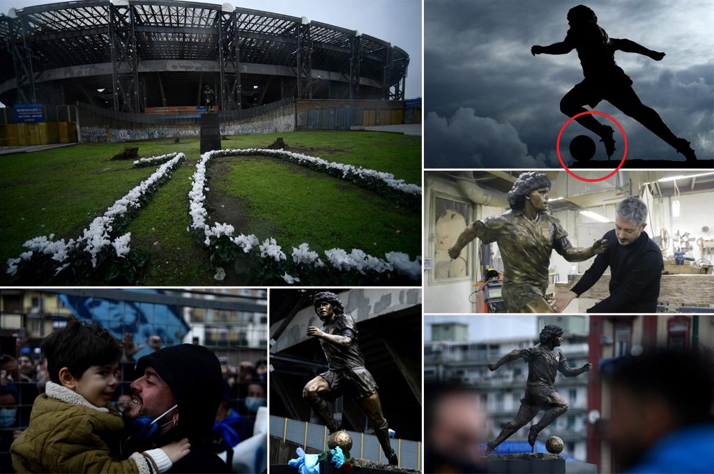 Un año de la muerte de Maradona: Napoli lo recuerda con nueva y polémica estatua y el autor explica el ‘’error’’