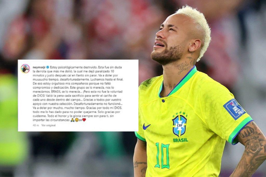 La dolorosa carta de Neymar tras la eliminación de Brasil del Mundial de Qatar 2022: “Estoy destruido”