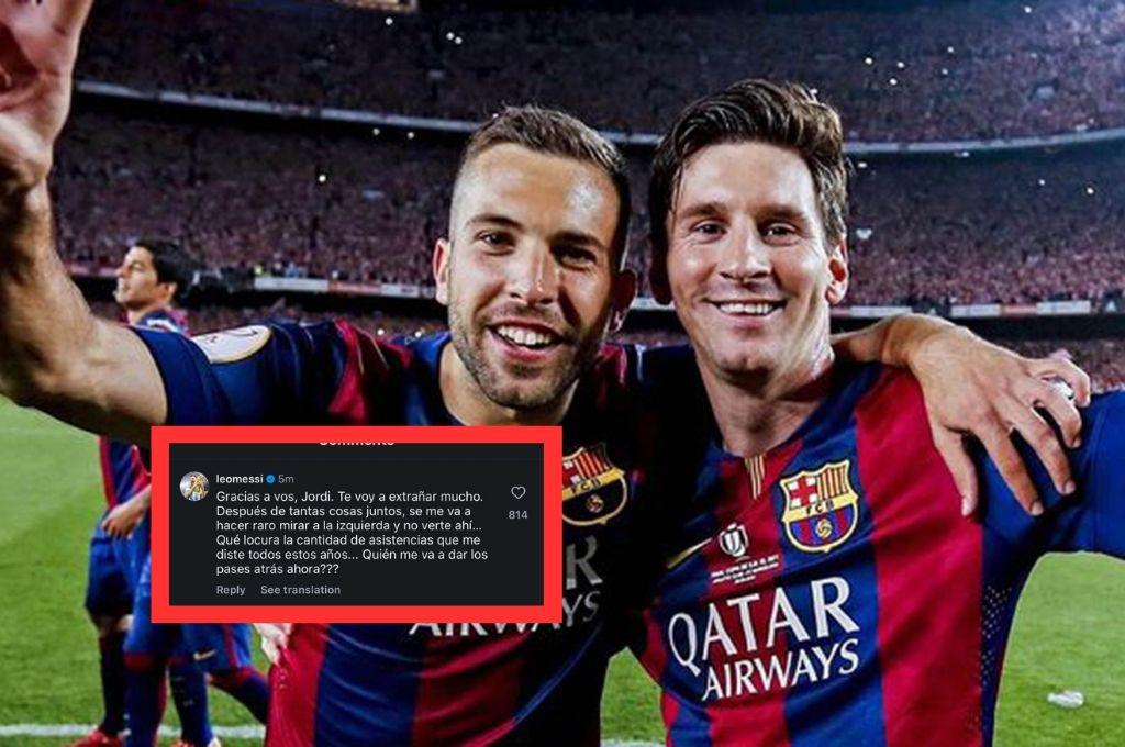 Messi se quiebra y se despide de Jordi Alba con emotivo mensaje: Se me va a hacer raro mirar a la izquierda y no verte ahí...