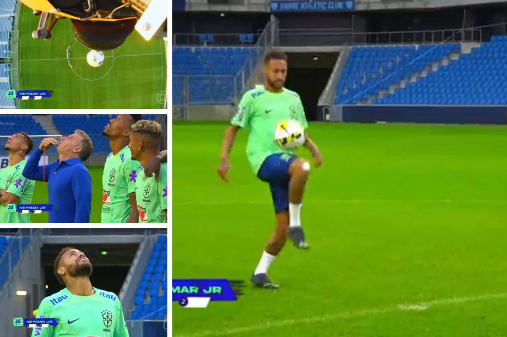 VIDEO: ¡Calidad y magia! Neymar Jr les demuestra a sus compañeros como controlar un balón lanzado desde 35 metros
