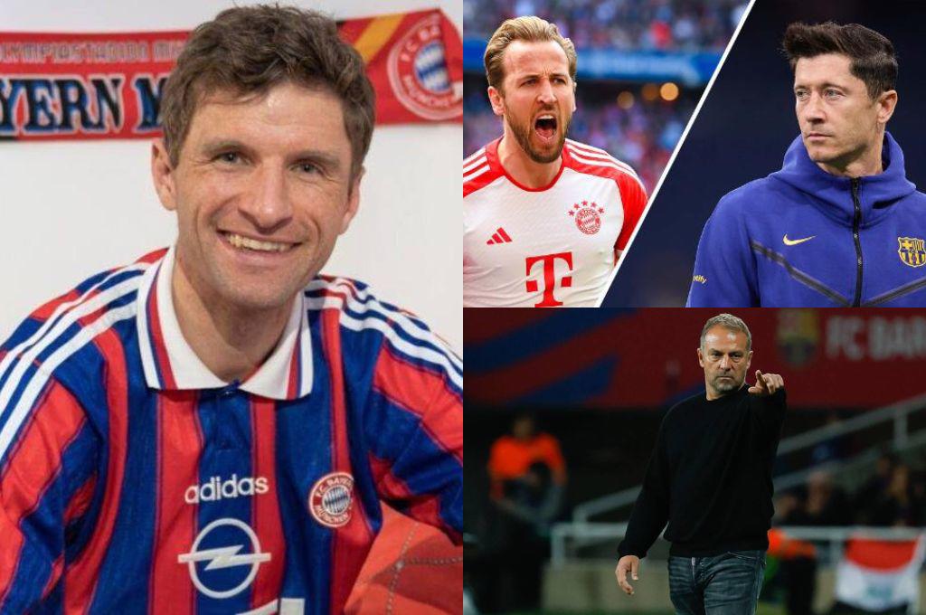 ¿Tiró dardos al Barcelona? Thomas Müller comparó a Lewandowski con Kane y lo que dijo de Hansi Flick