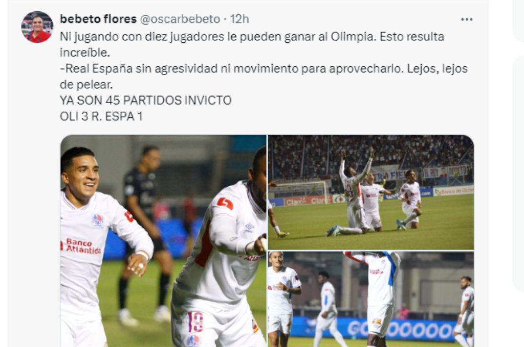 Prensa hondureña se “rinde” ante el Olimpia tras vencer al Real España y ampliar su racha de invicto en la Liga Nacional