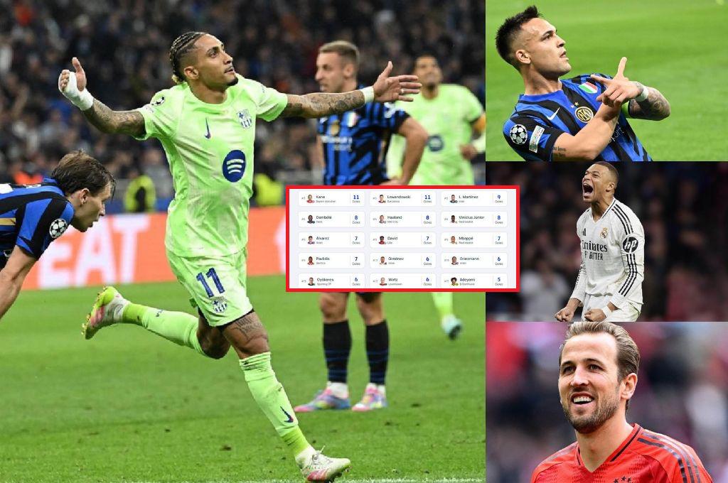 Raphinha recibe duro golpe y Lautaro se asoma: así quedó la tabla de goleadores de la Champions League