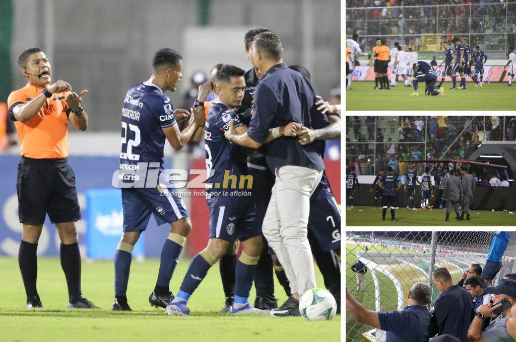Fotos: La “Tota” Medina fue a encarar al árbitro, aficionados lanzan de todo y ¿dónde terminó viendo el juego el DT de Motagua?