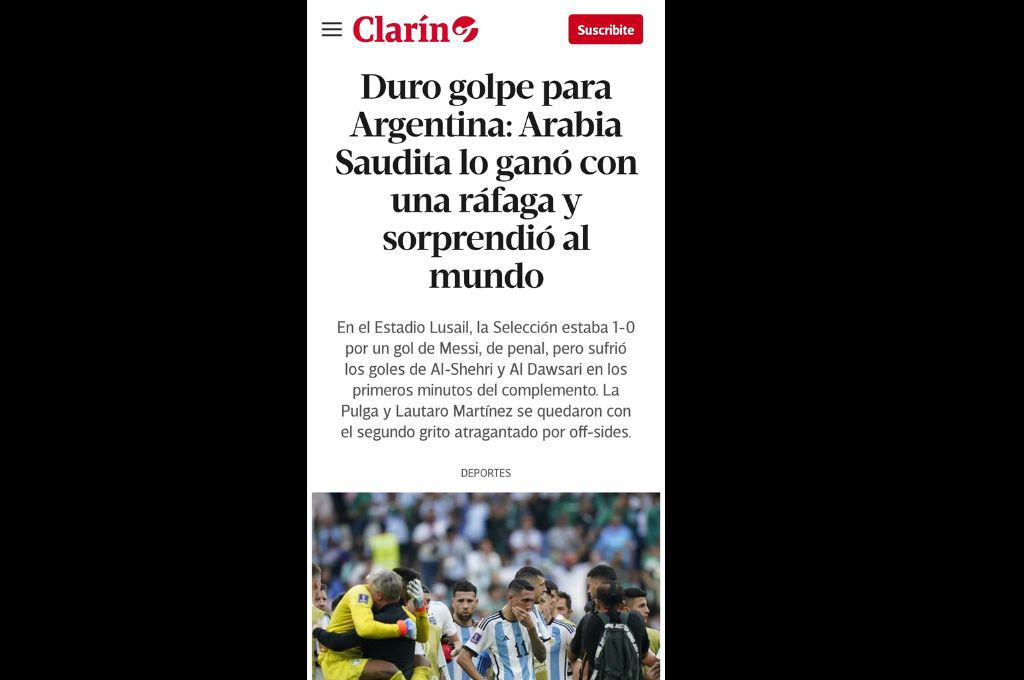 “Ni D10s ayuda al que madruga”: Así reaccionó la prensa tras la derrota de Argentina ante Arabia Saudita en Qatar 2022