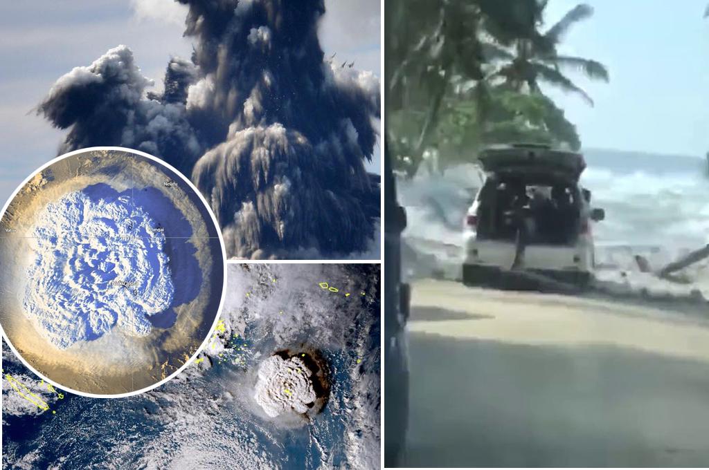 Las impactantes imágenes en Tonga tras la erupción de un volcán submarino  que provoca alertas de Tsunami
