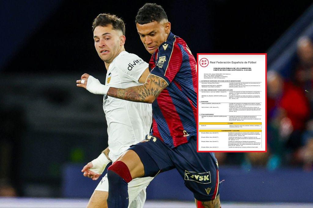 OFICIAL: Kervin Arriaga recibe servero castigo en la Liga Española y esto dice el acta arbitral; no juega ante Barcelona