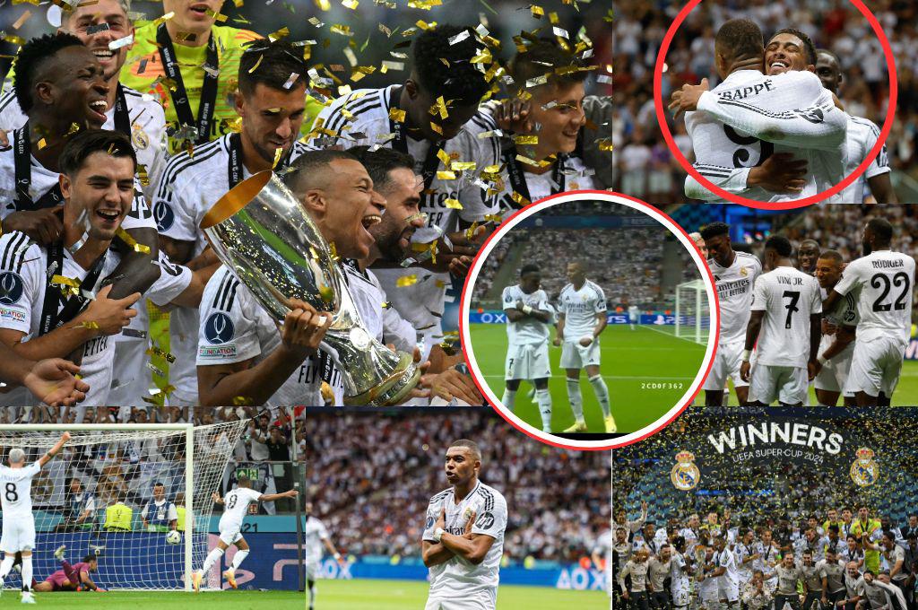 Mbappé es rey de Europa con el Real Madrid: Vinicius imitó su celebración y el emotivo abrazo con Ancelotti y Bellingham