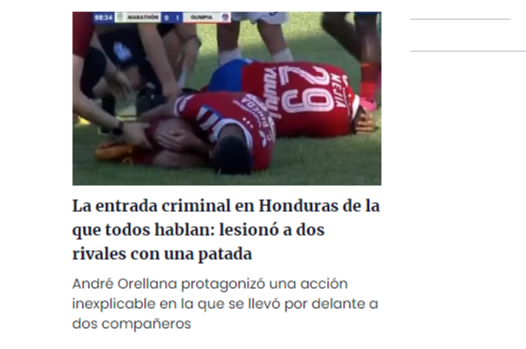 “Tremenda patada voladora”: Prensa internacional destaca la brutal entrada de André Orellana en el clásico Marathón vs Olimpia