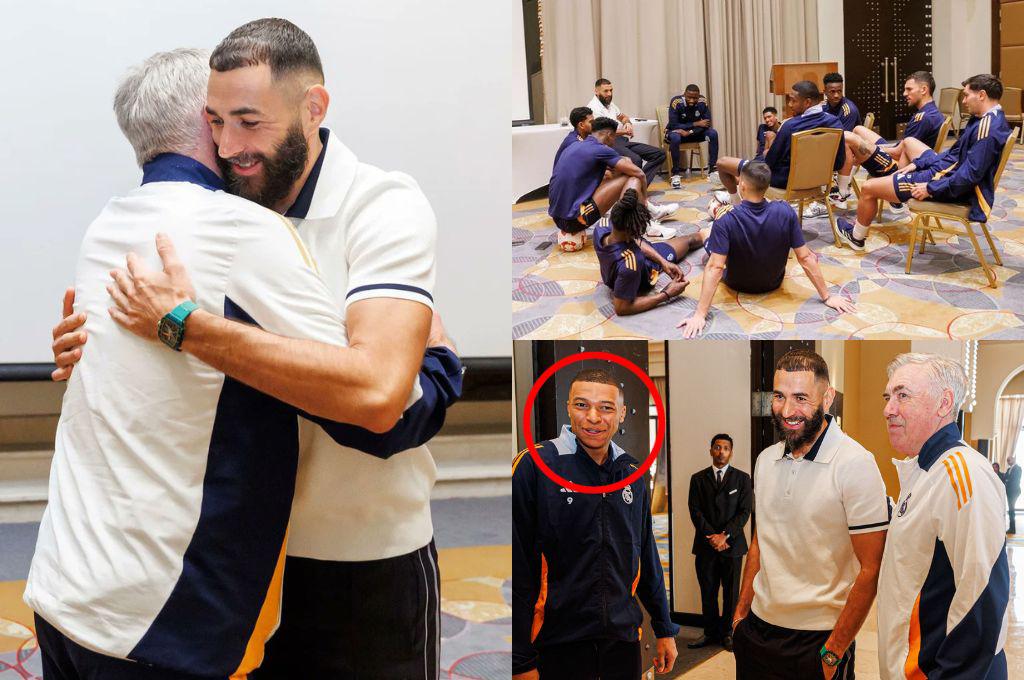 Este mensaje dejó sobre Mbappé: Benzema visitó al Real Madrid para animar su pase a la final de la Supercopa de España