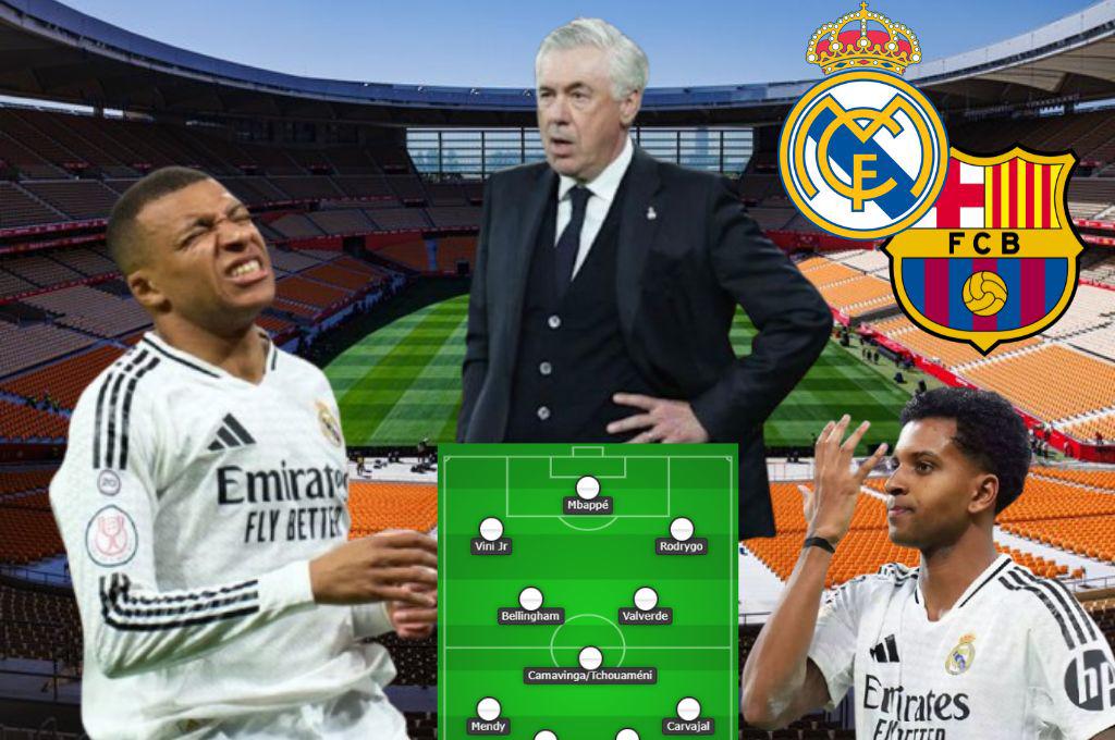 Mbappé ya tiene reemplazo: el trastocado once de Ancelotti para que el Real Madrid le quite el triplete al Barcelona