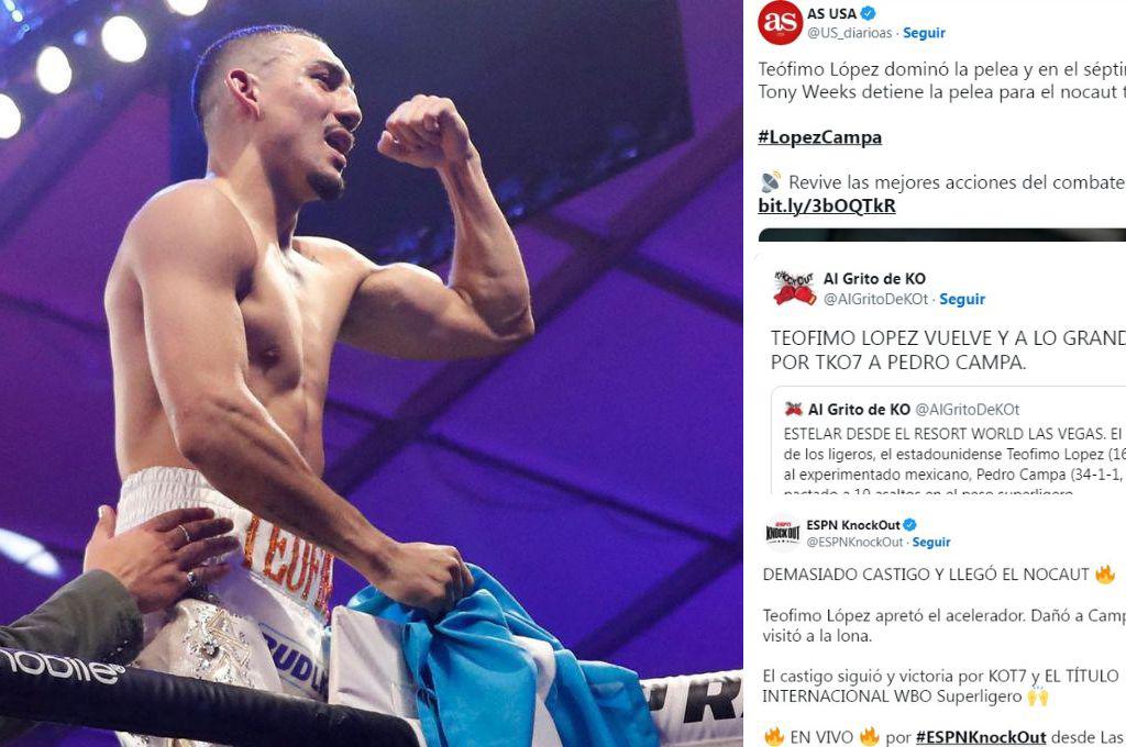 “Ha vuelto y demasiado castigo”: Así reaccionó la prensa luego de la contundente victoria de Teófimo López sobre Pedro Campa