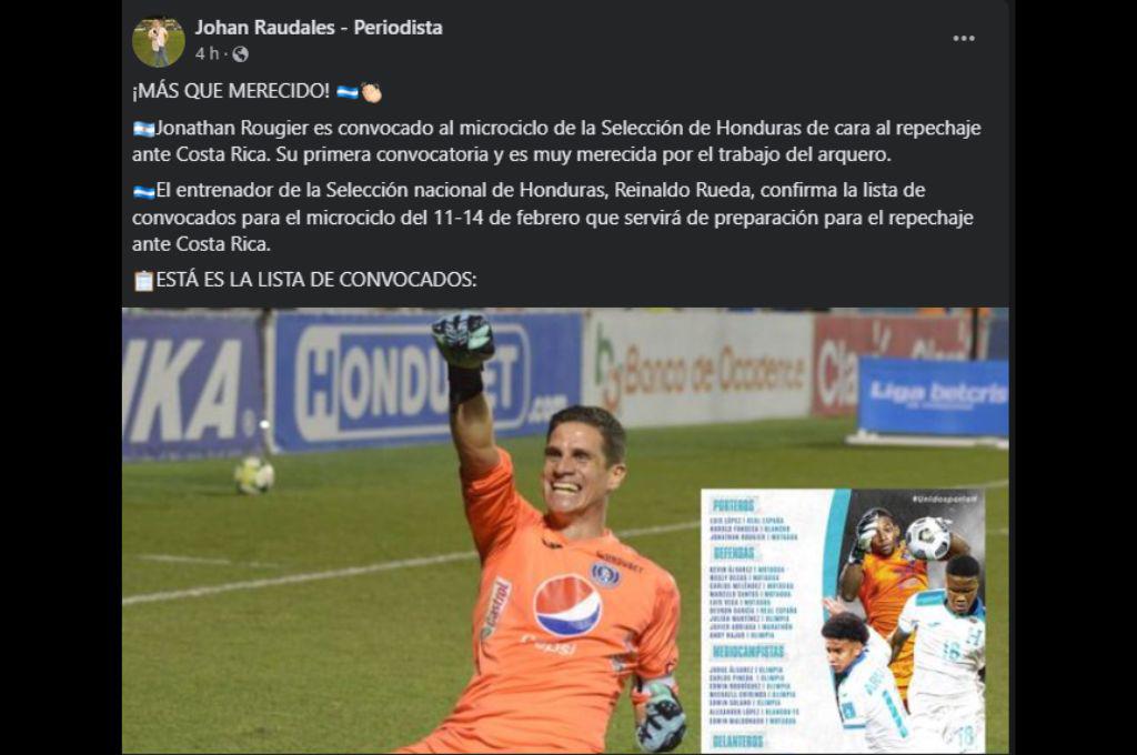 “Rueda es un acomodado”, “más que merecido”: así reaccionó la prensa hondureña tras el llamado de Rougier a la ‘H’”