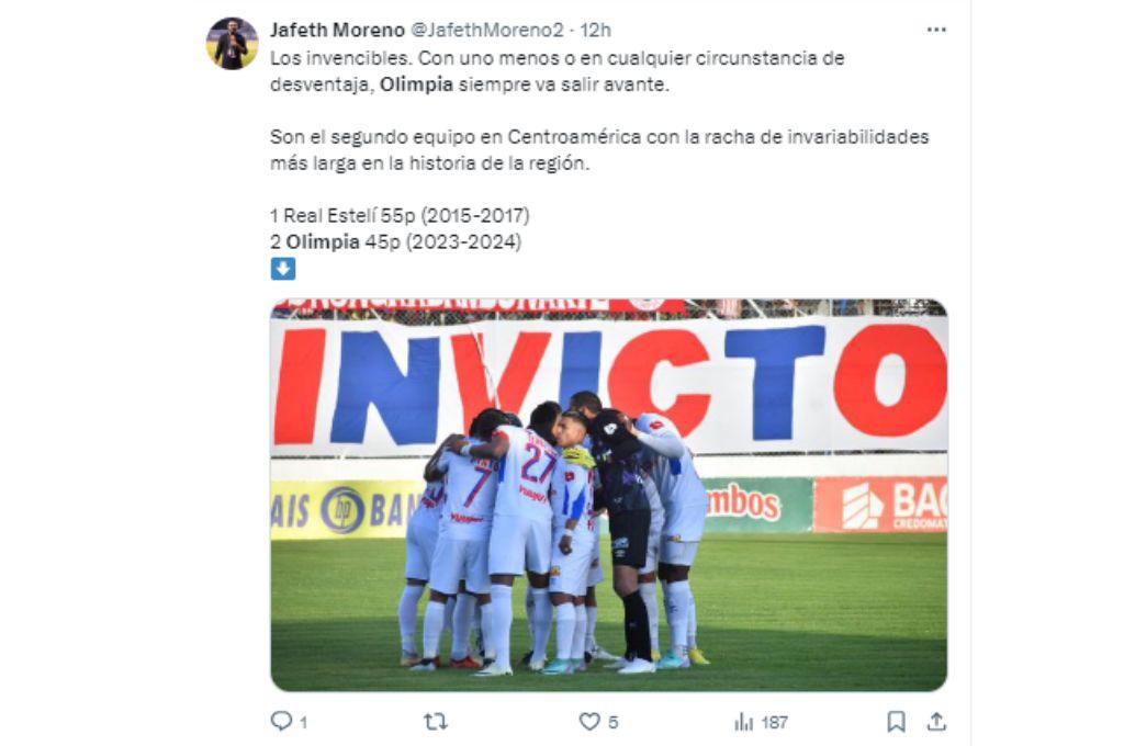 Prensa hondureña se “rinde” ante el Olimpia tras vencer al Real España y ampliar su racha de invicto en la Liga Nacional