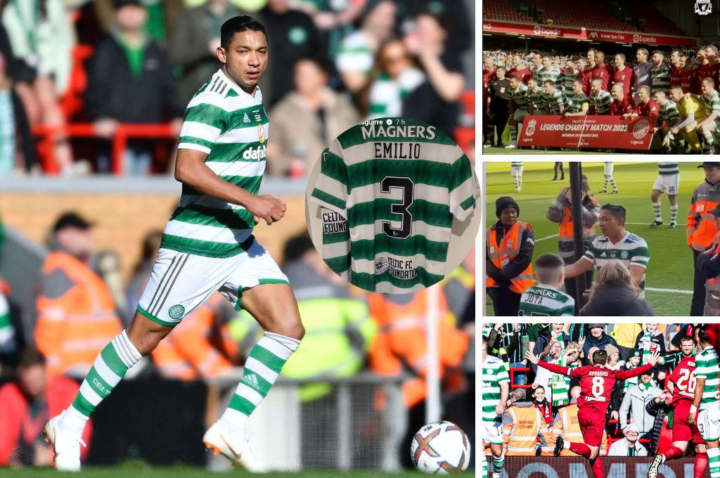 ¡Gigante Emilio Izaguirre! Así fue el partido de las leyendas del Celtic y del Liverpool en Anfield; fotos, homenaje y visita especial