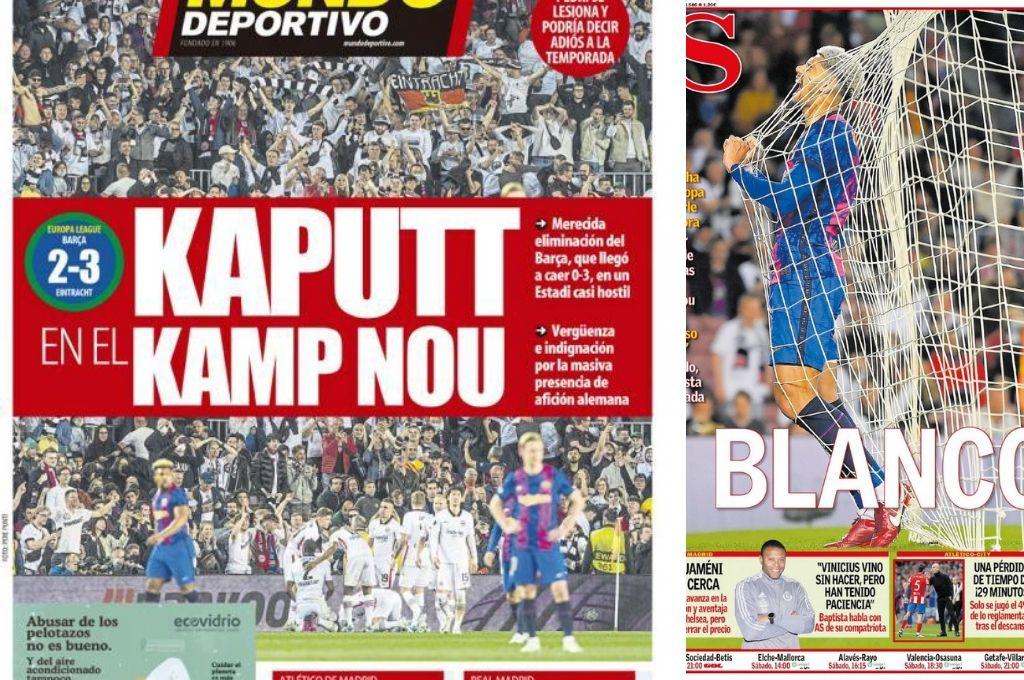 Las portadas y lo que dice la prensa sobre la eliminación del Barcelona en la Europa League: ¡Humillados!