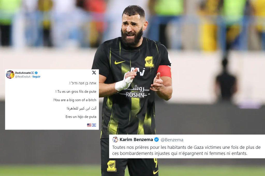 Benzema manda un mensaje de apoyo a Palestina y jugador de Israel lo insulta en cinco idiomas diferentes
