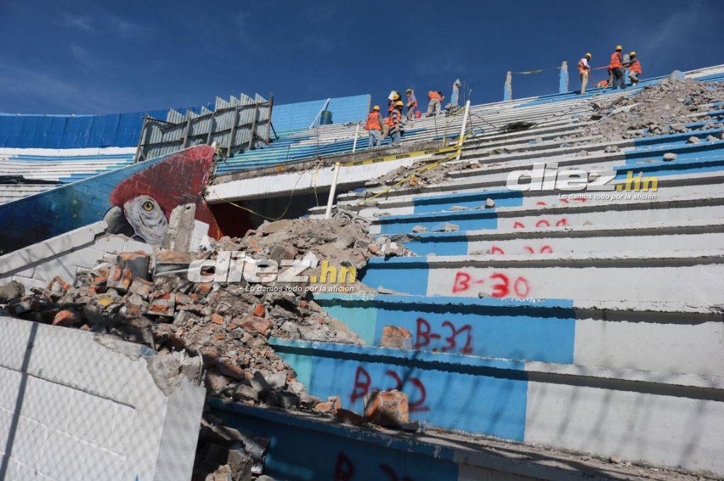 Así luce el estadio Nacional Chelato Uclés en medio de los trabajos de reconstrucción de las graderías
