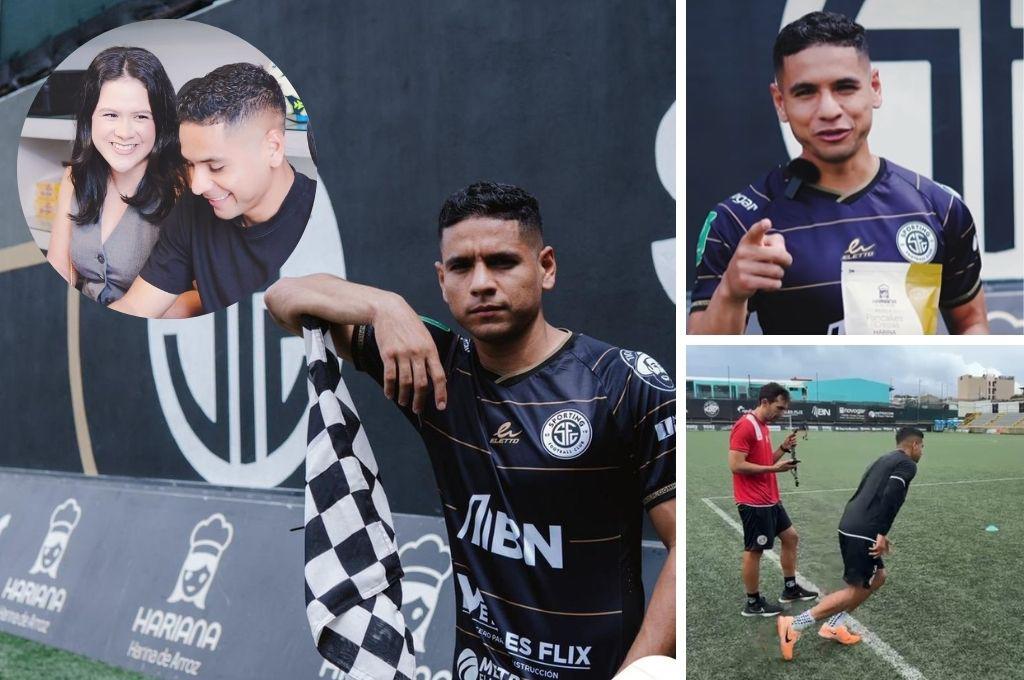 La mirada enamorada de su esposa y el tierno mensaje de su madre: así fue el primer entrenamiento de Carlos Pineda en el Sporting