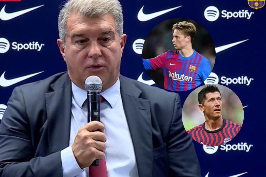 Barcelona: Laporta se pronuncia sobre la posible salida de Frenkie de Jong y del fichaje de Lewandowski