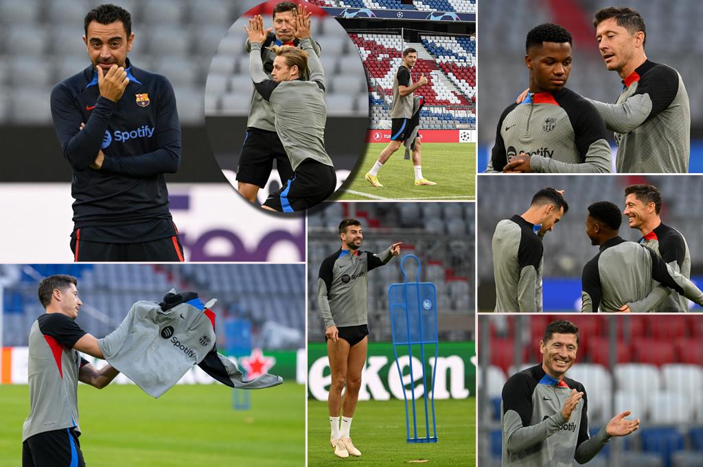 Lewandowski regresa a Múnich: el entrenamiento del Barcelona en el Allianz Arena; Koundé y Memphis tirando rostro