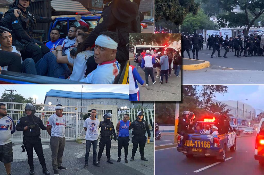 Fotos: Zafarrancho, gas lacrimógeno y los hondureños que fueron capturados por los fuertes disturbios entre barras de Municipal y Olimpia