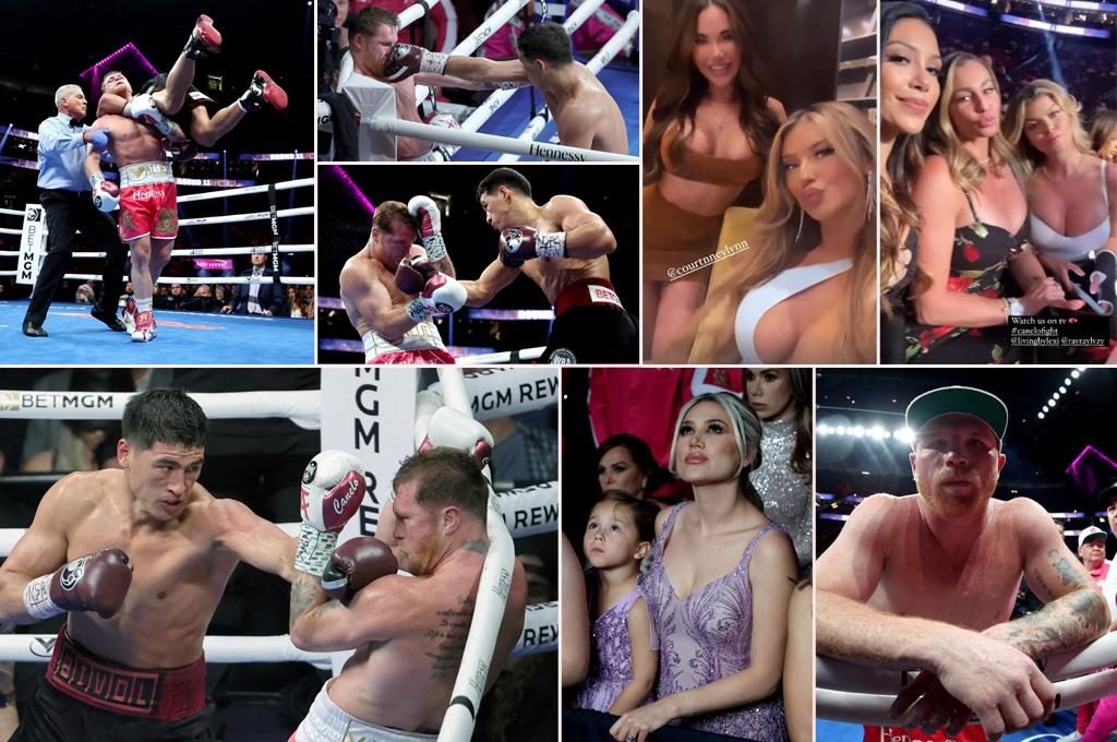 Canelo Álvarez levantó al ruso Bivol en pleno combate y quiénes eran las bellas mujeres que estaban en la segunda fila