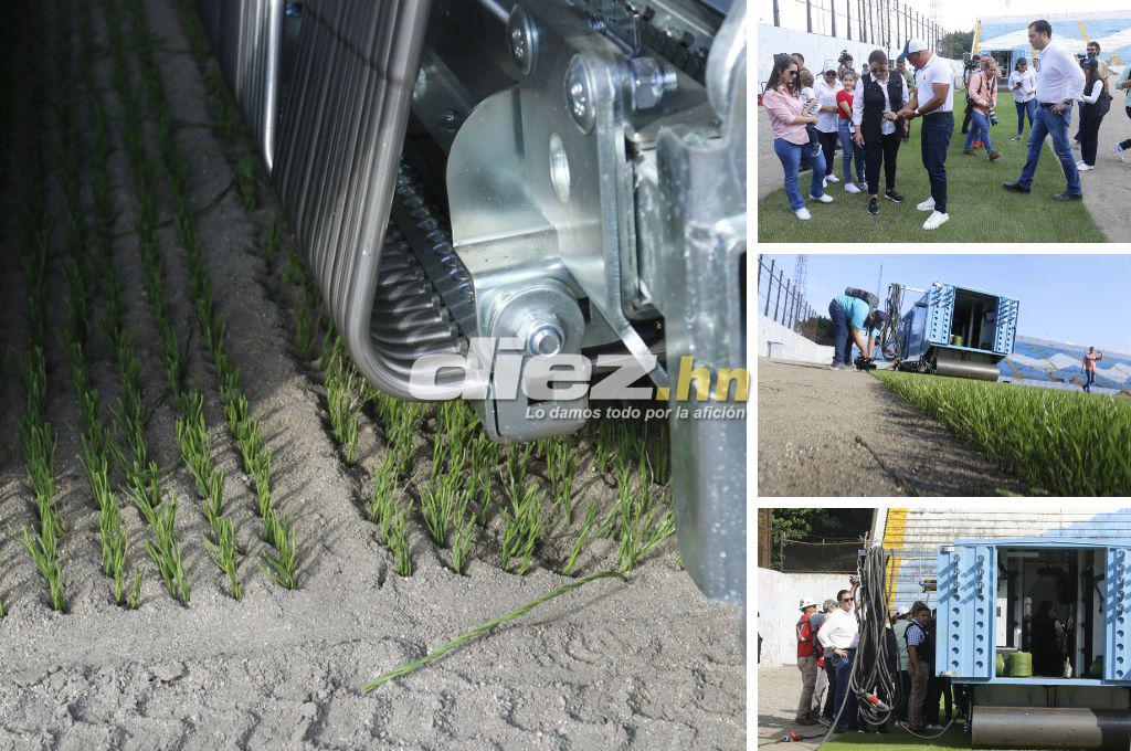 Así inició la instalación de la nueva grama híbrida del estadio Morazán en presencia de la presidenta Xiomara Castro